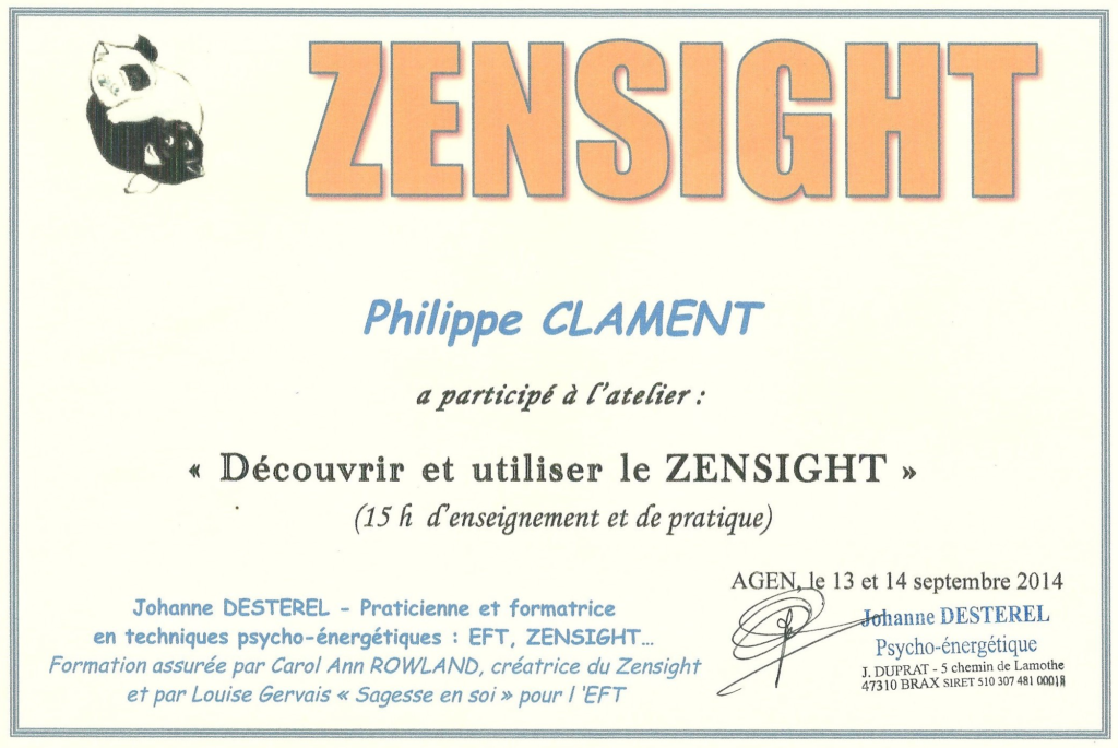 Diplôme Zensight - Agen